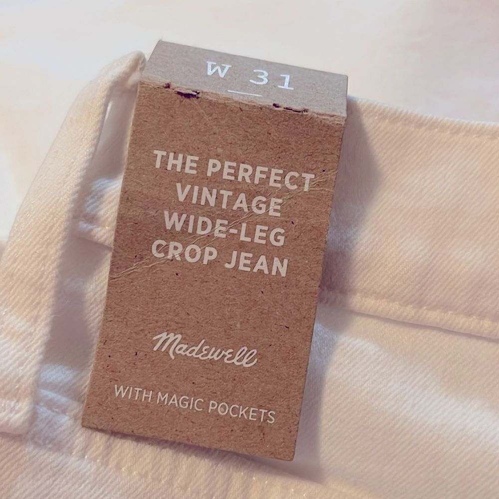 Madewell Perfect Vintage Wide Leg Crop Jeans Size 31 X 27 Tile White Summer - Picture 11 of 12